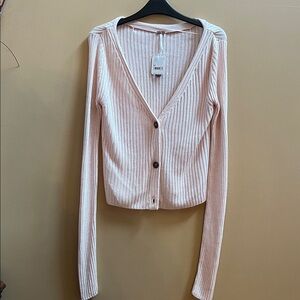 Free People Blush Ribbed Cardigan